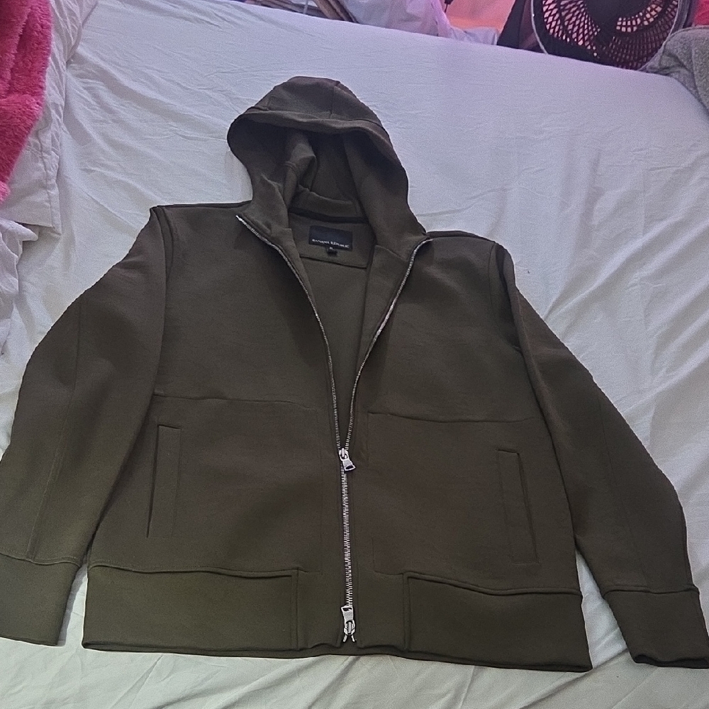 Banana Republic Men's Olive Green Zip-Up Hoodie